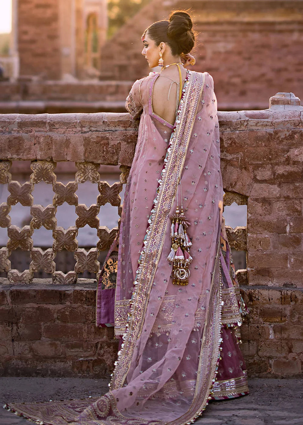 Zarlish By Mohsin Naveed Ranjha Pink Net Replica