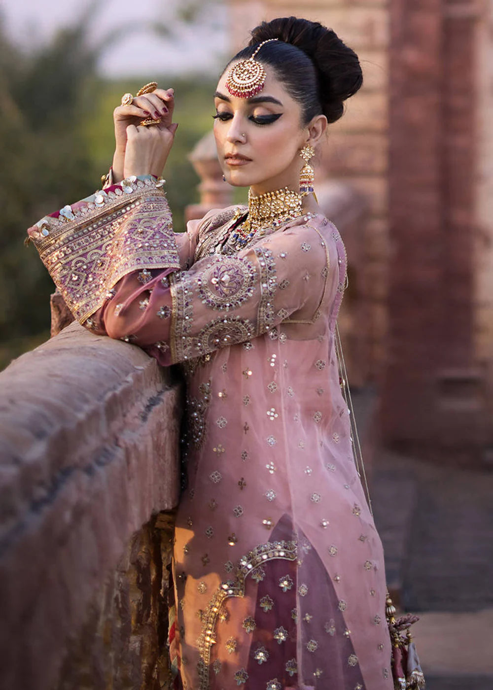 Zarlish By Mohsin Naveed Ranjha Pink Net Replica