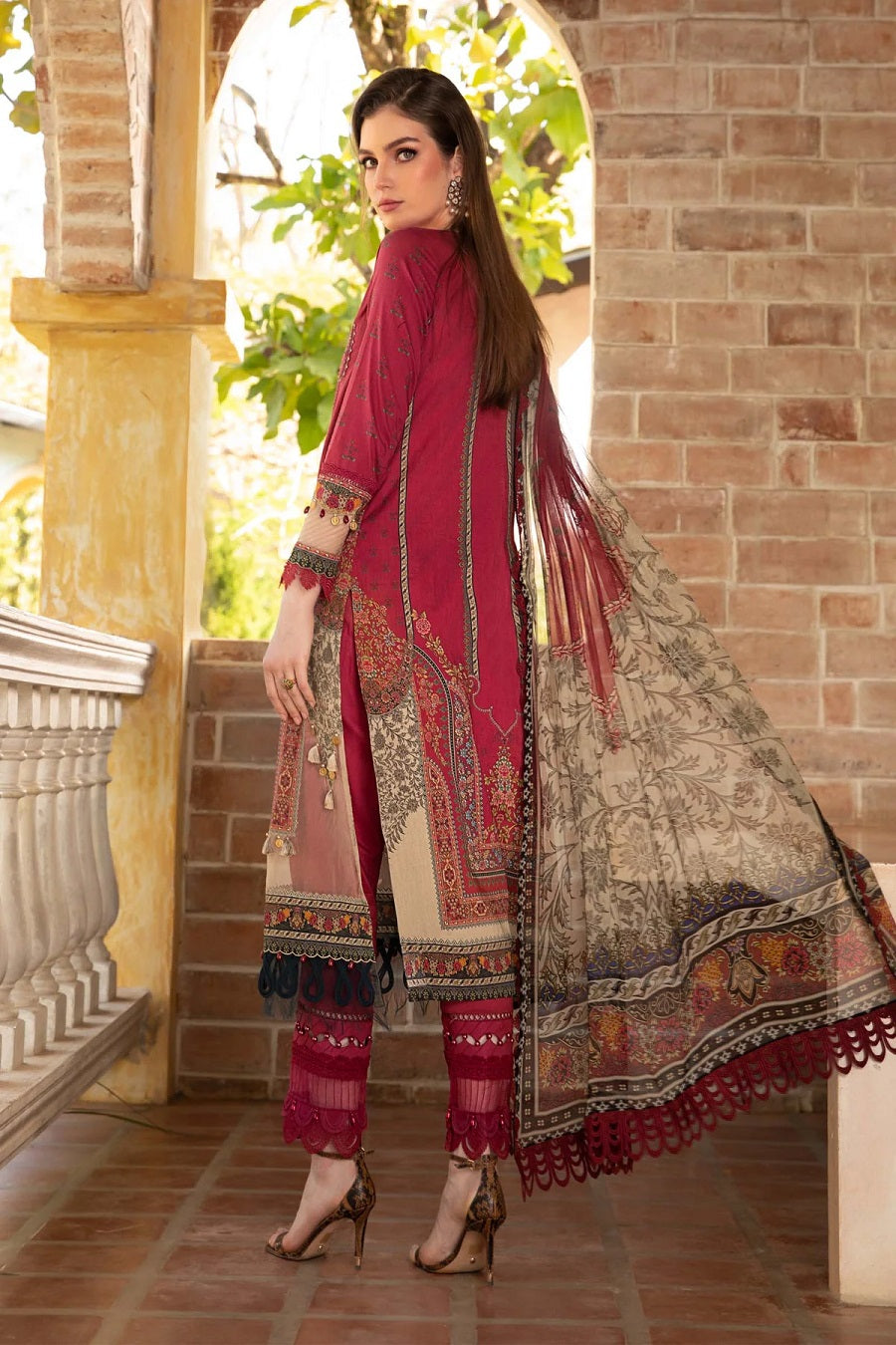 Maria B Red Embroidered Luxury Lawn Collection Replica