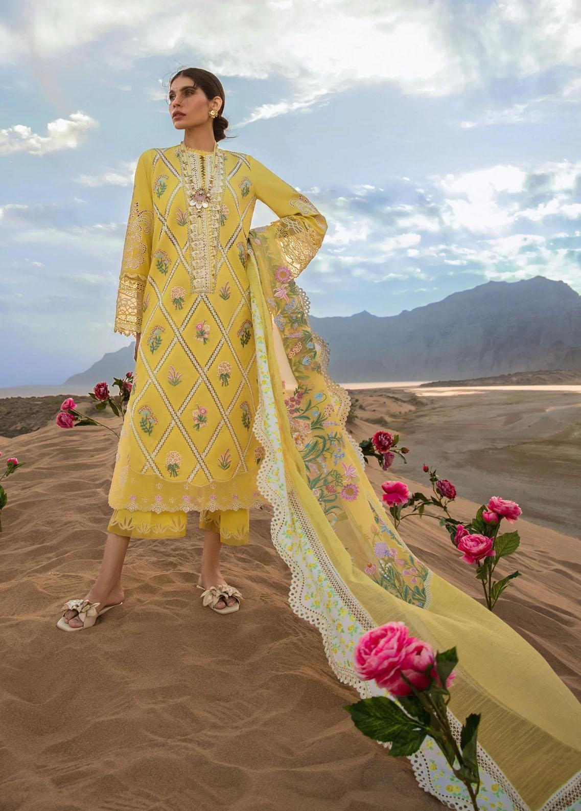 Crimson Yellow Luxury Lawn Collection Replica