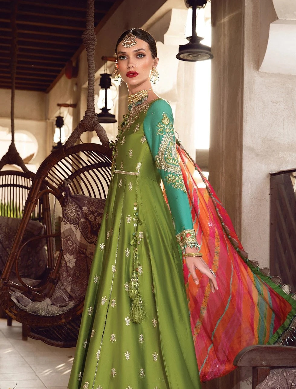 Maria B Green Bridal Collection Silk Lawn Replica