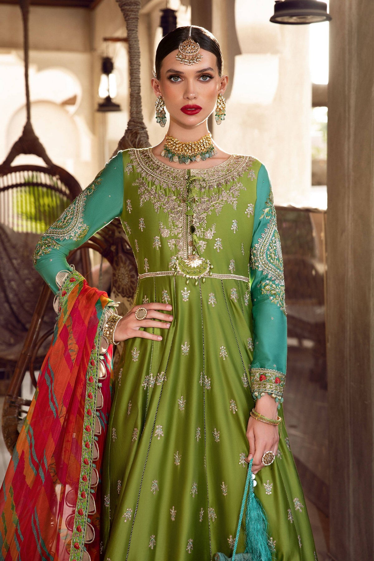 Maria B Green Bridal Collection Silk Lawn Replica