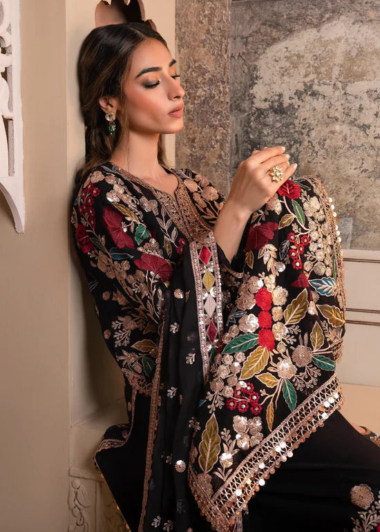 Haseen's Mehnaaz Black Luxury Lawn Collection Replica