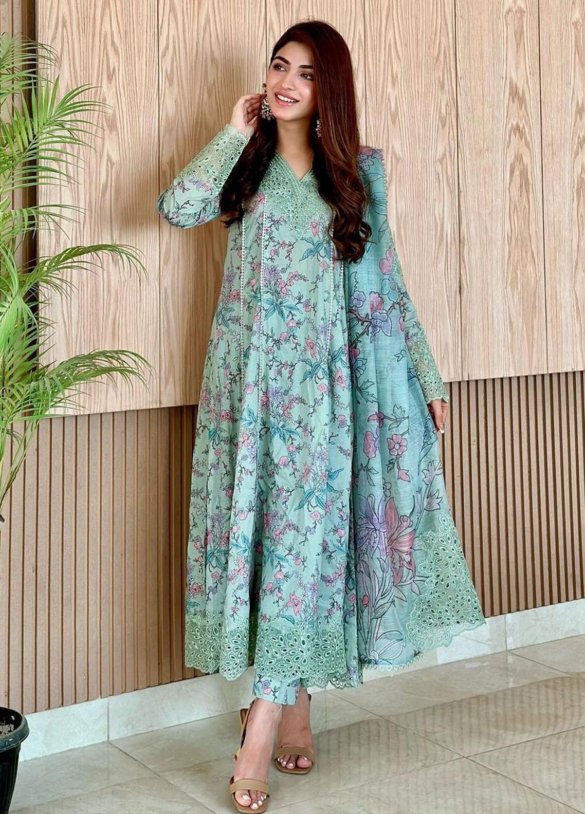 Iznik Green Printed Lawn Collection Replica