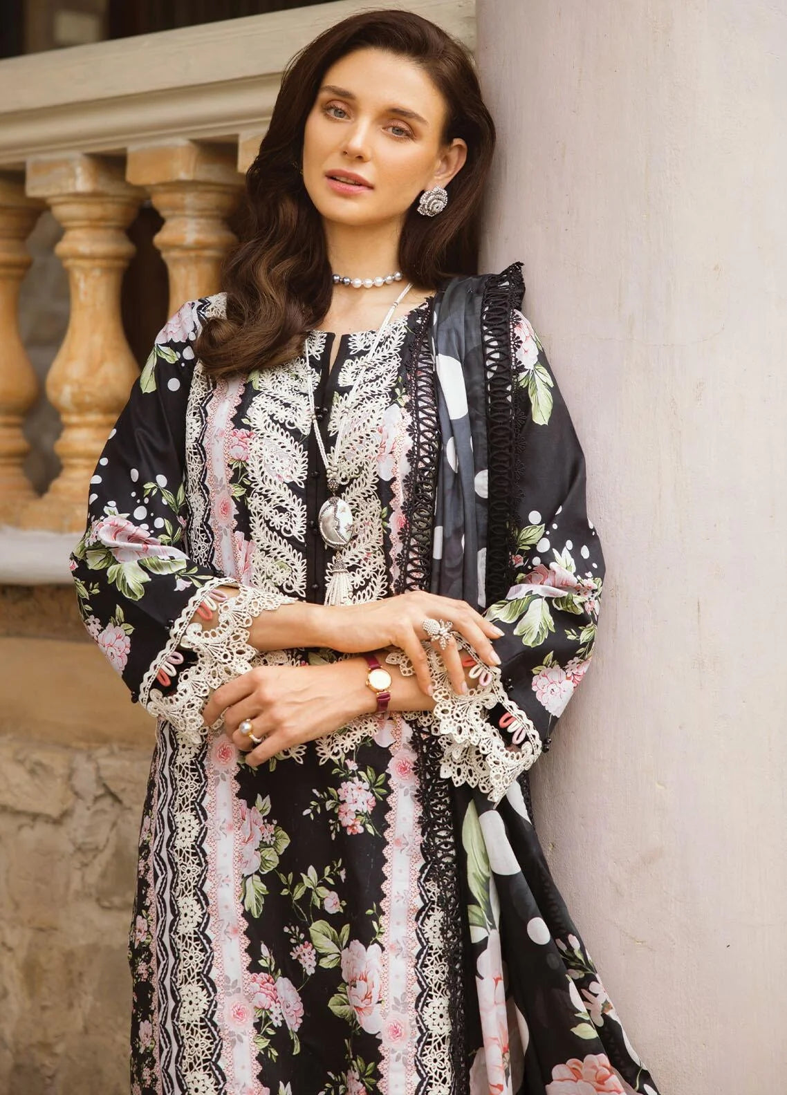 Elaf Black Printed Lawn Collection Replica