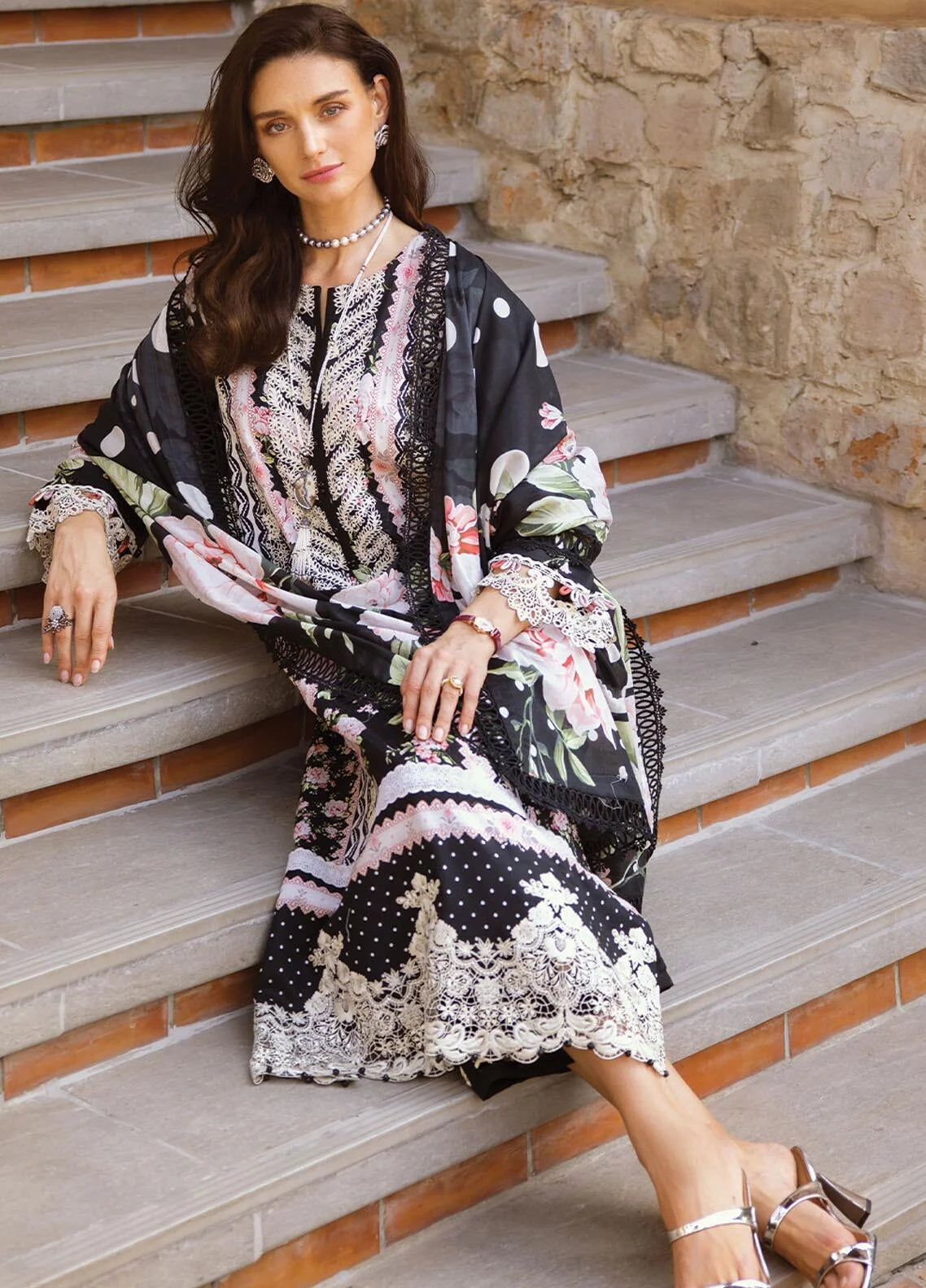 Elaf Black Printed Lawn Collection Replica