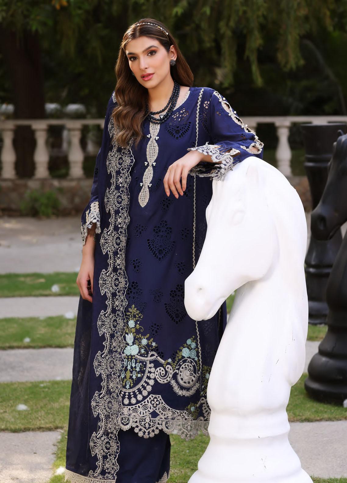 Elaf Navy Blue Luxury Lawn Replica