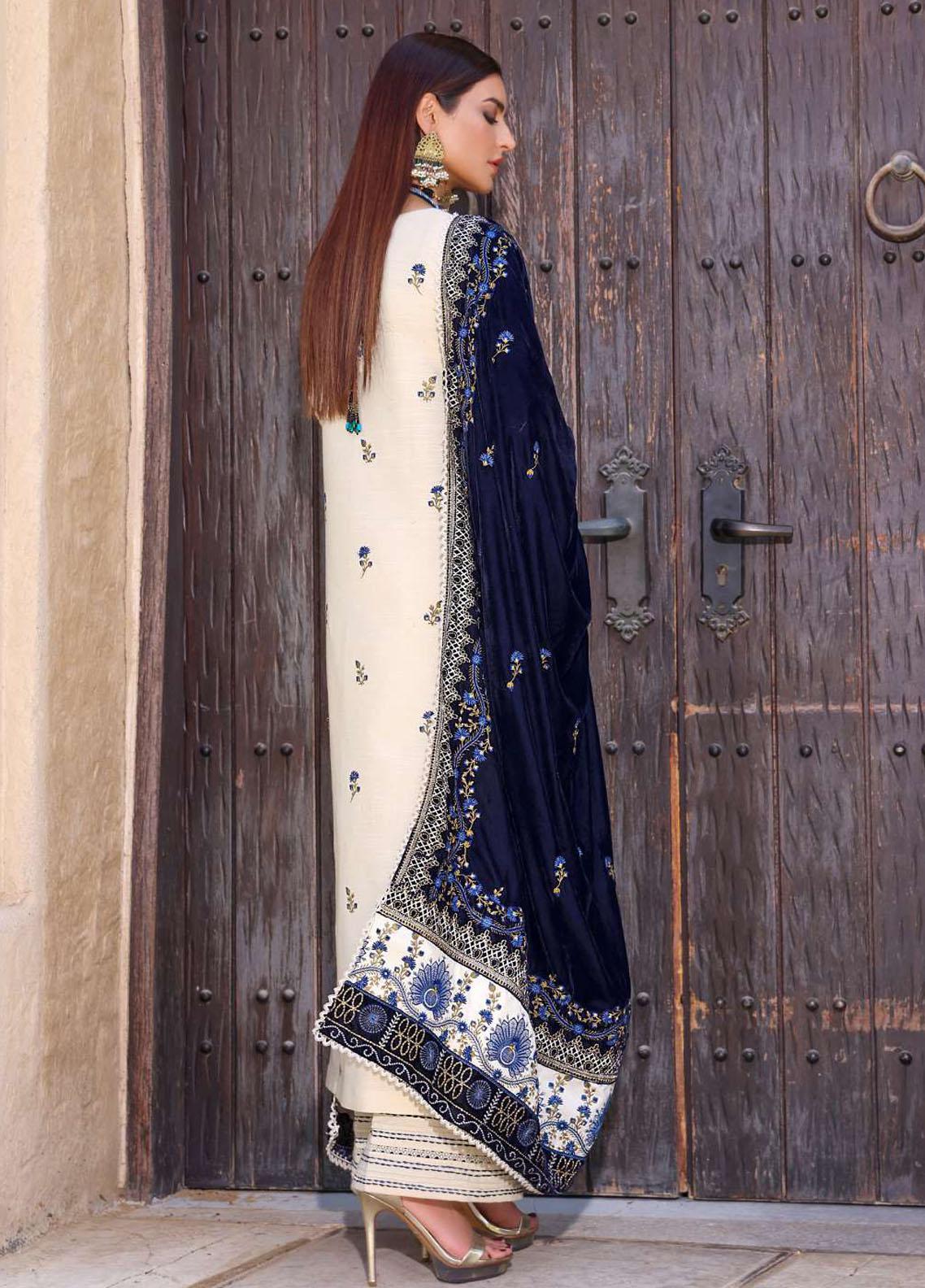 Elaf White Formal Collection Cotton Velvet Replica