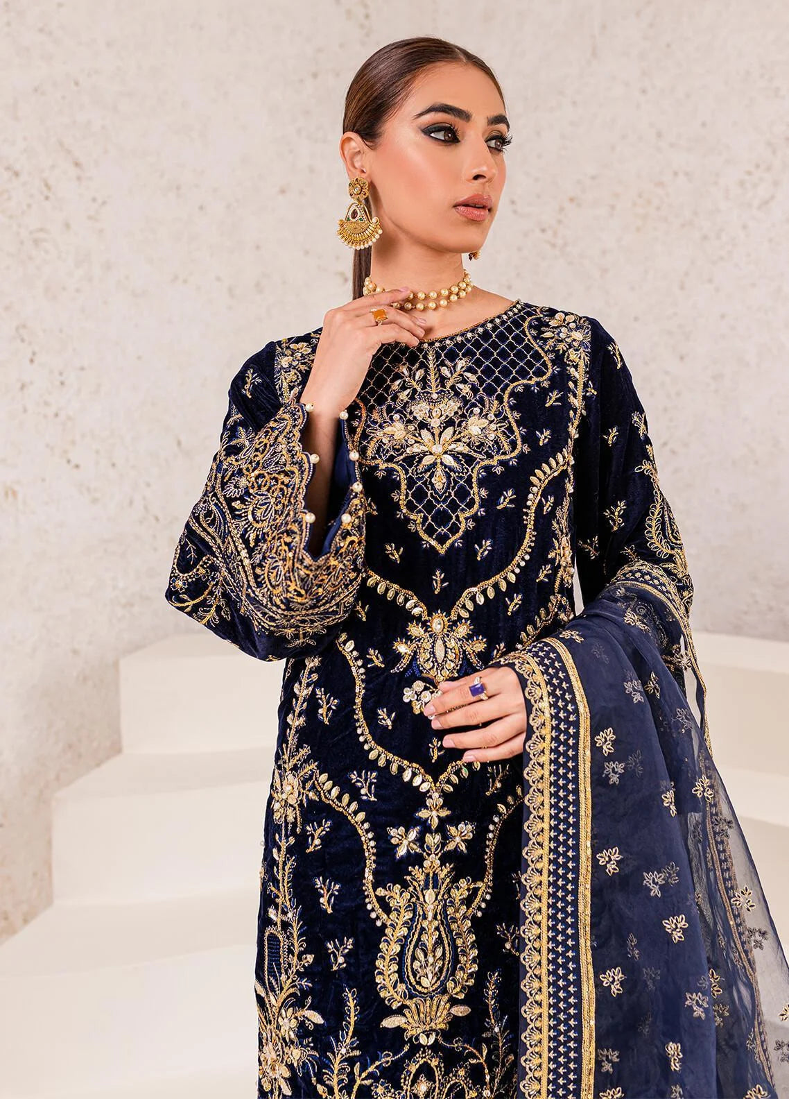 Gulaal Blue Formal Collection Velvet Replica