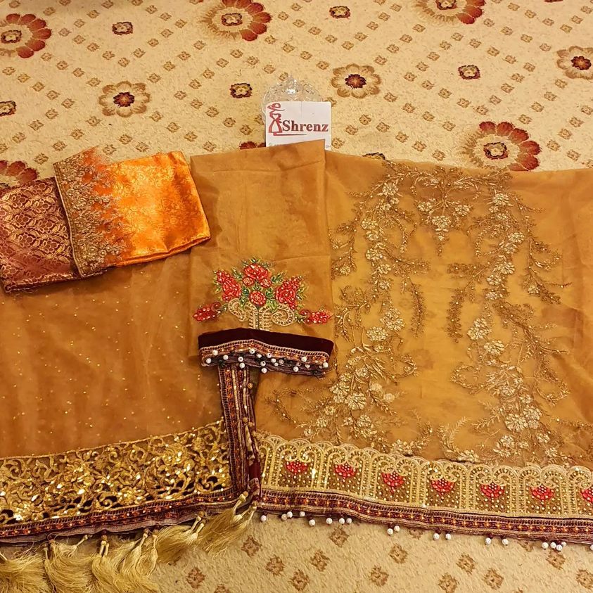 Maria B Brown Exclusive Collection Net Gharara Replica