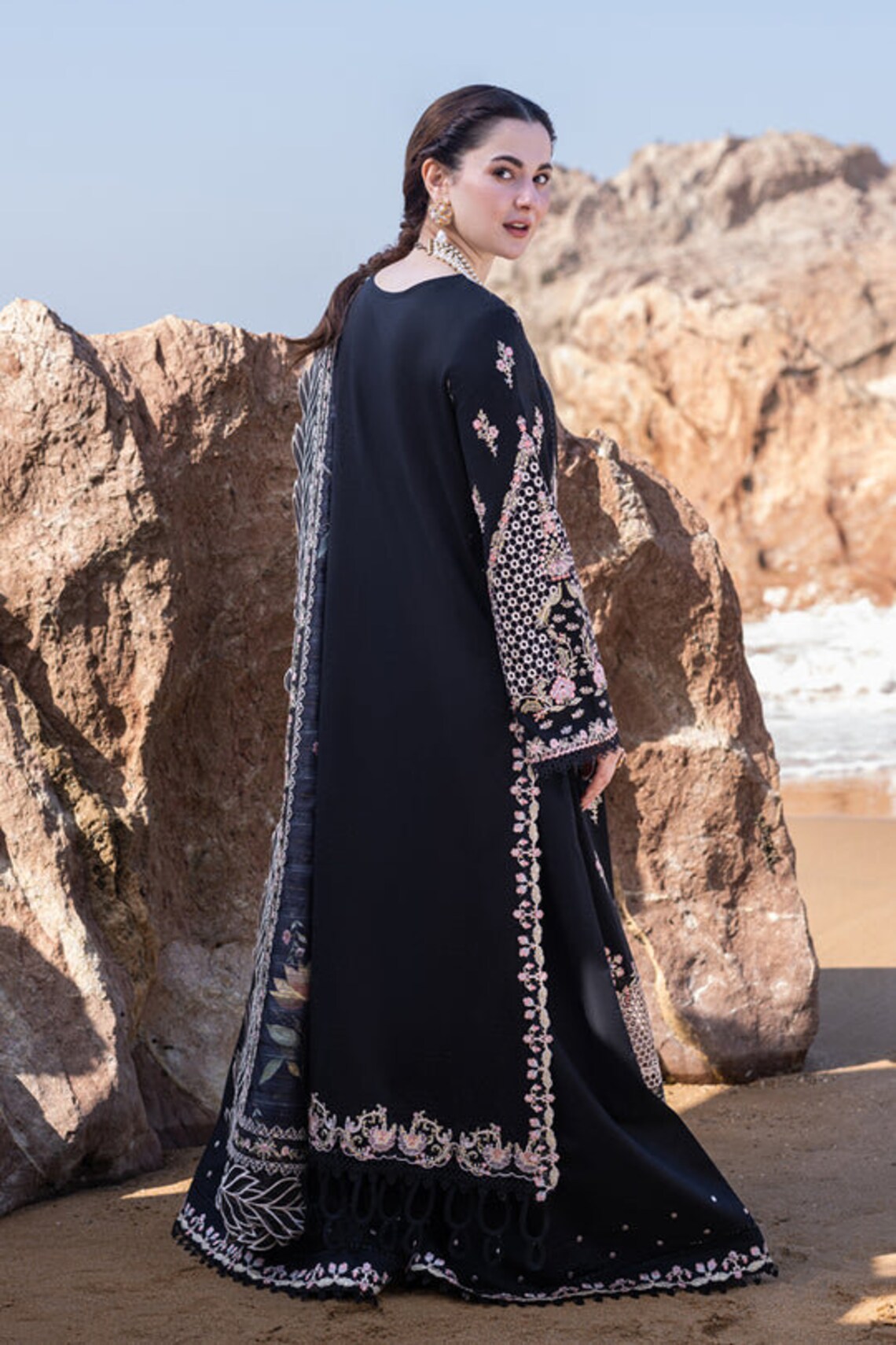 Qalamkar Black Luxury Lawn Collection Replica