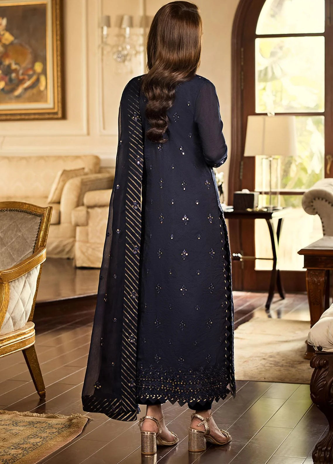 Asim Jofa Blue Chiffon Formal Collection Replica