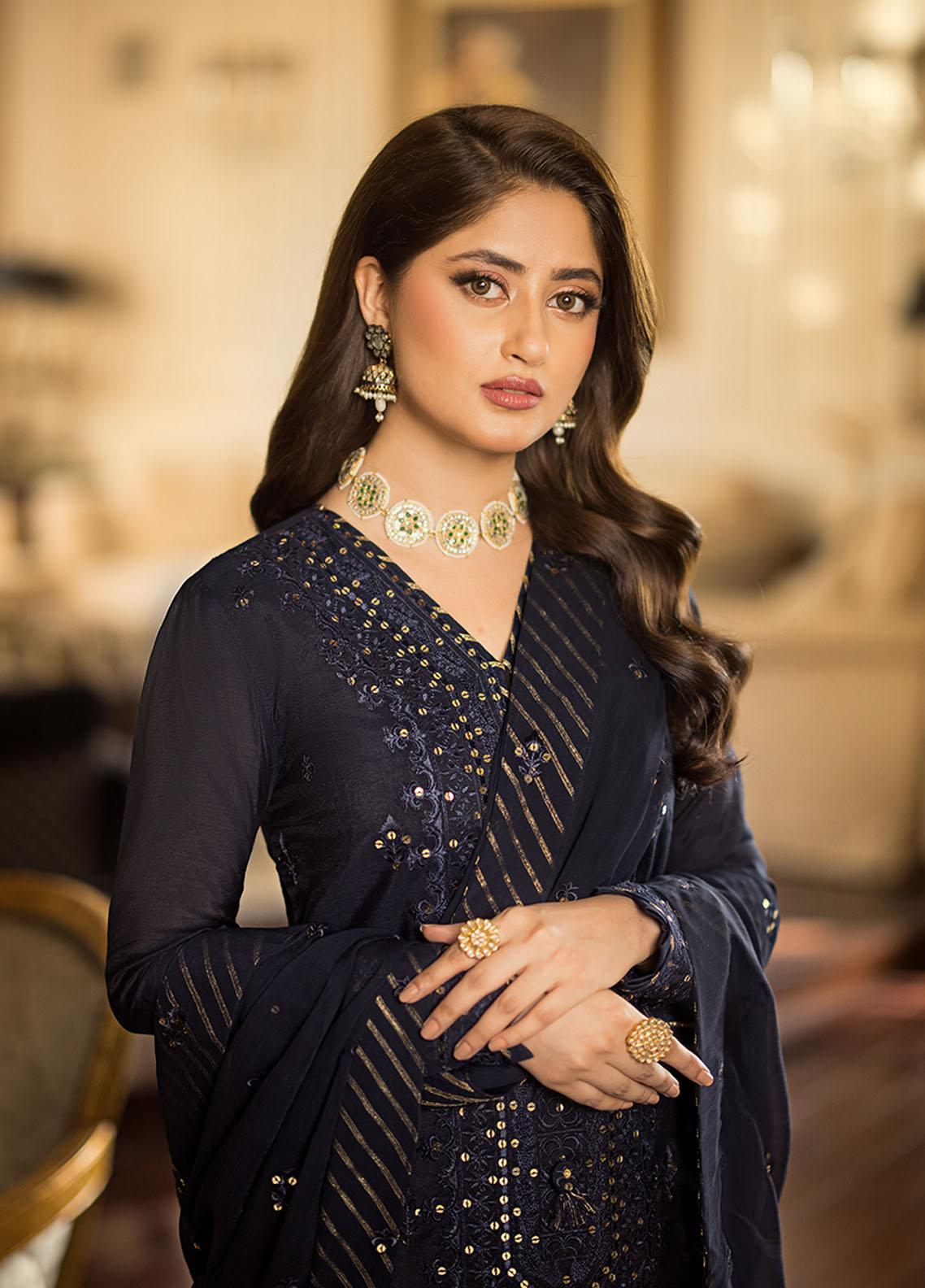 Asim Jofa Blue Chiffon Formal Collection Replica