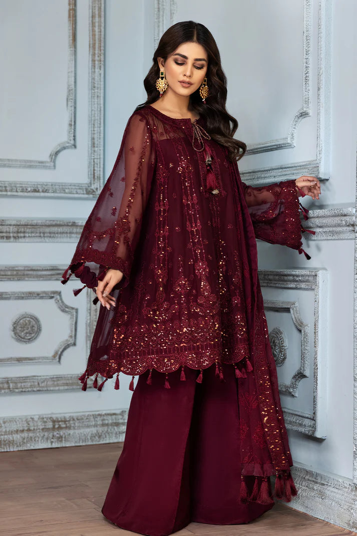 Alizeh Maroon Chiffon Formal Collection Replica