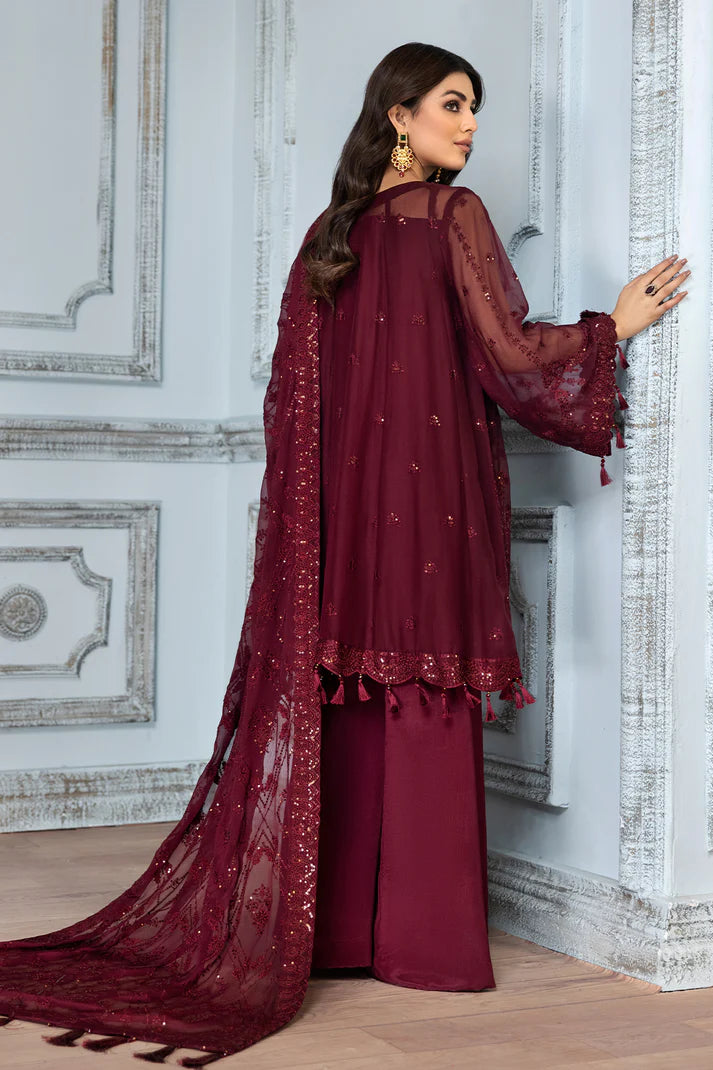 Alizeh Maroon Chiffon Formal Collection Replica