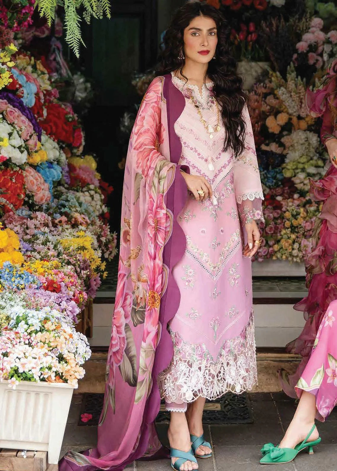 Mushq Lawana Pink Luxury Lawn Collection Replica