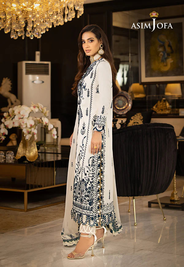 Asim Jofa White Chiffon Formal Collection Replica