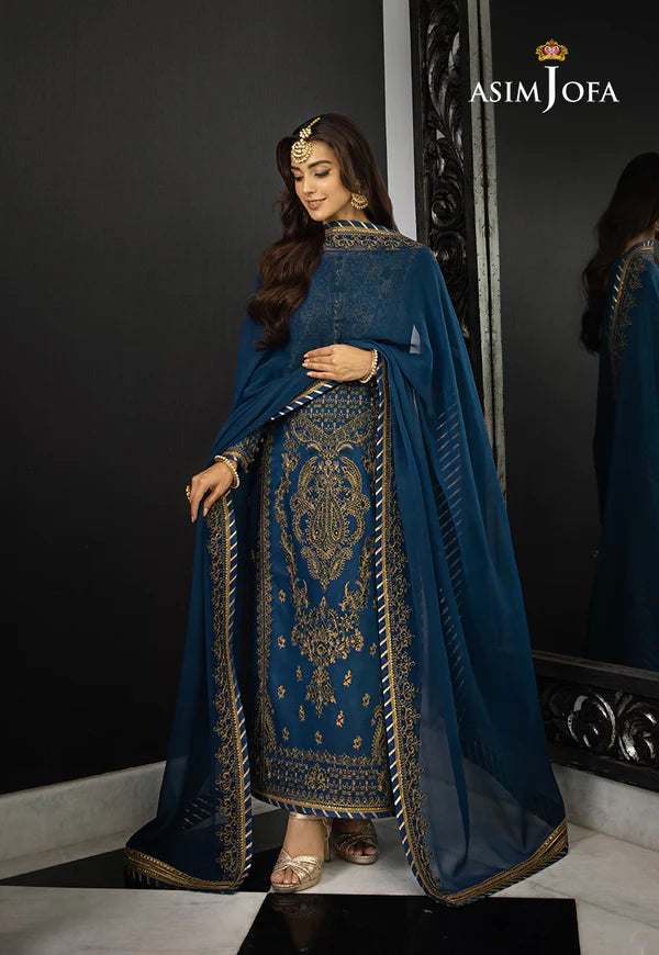 Asim Jofa Blue Formal Collection Chiffon Replica