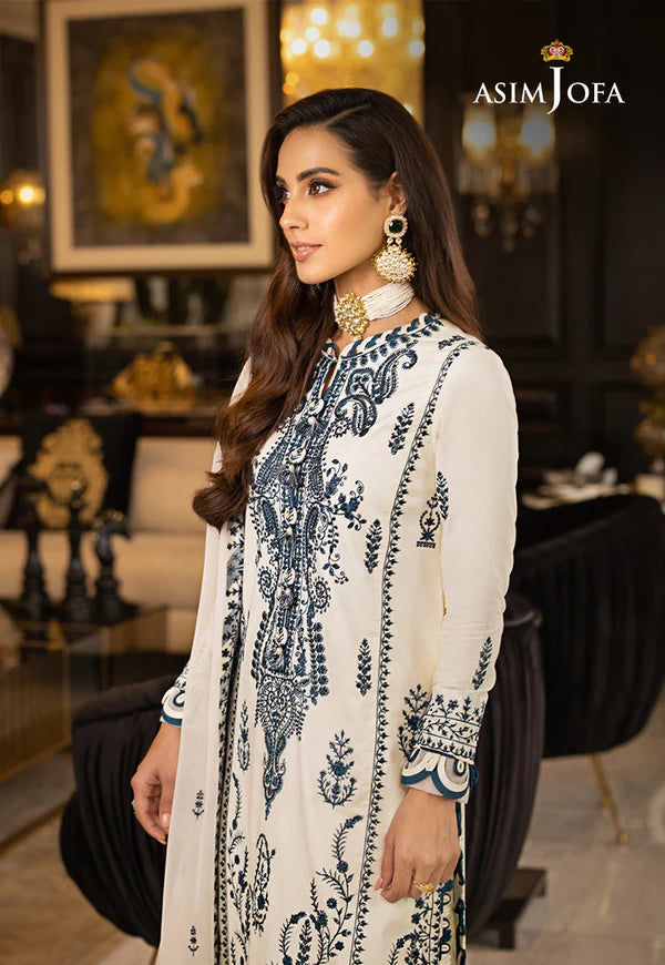 Asim Jofa White Chiffon Formal Collection Replica