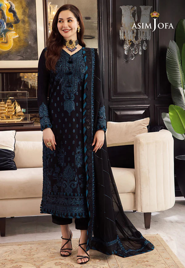 Asim Jofa Black Chiffon Formal Collection Replica