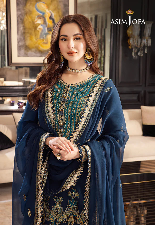 Asim Jofa Navy Blue Formal Collection Chiffon Replica