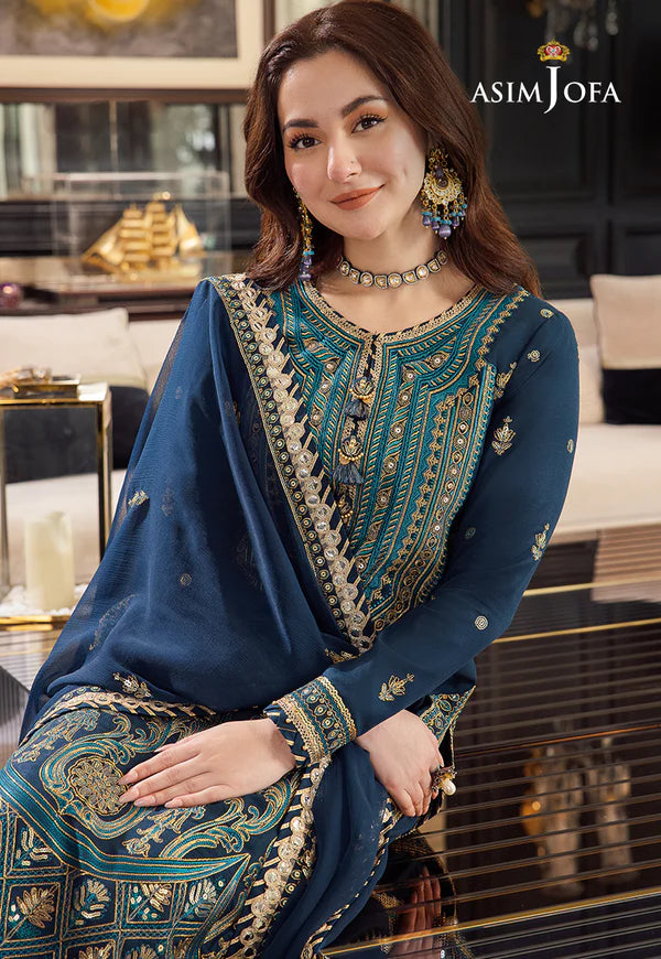 Asim Jofa Navy Blue Formal Collection Chiffon Replica