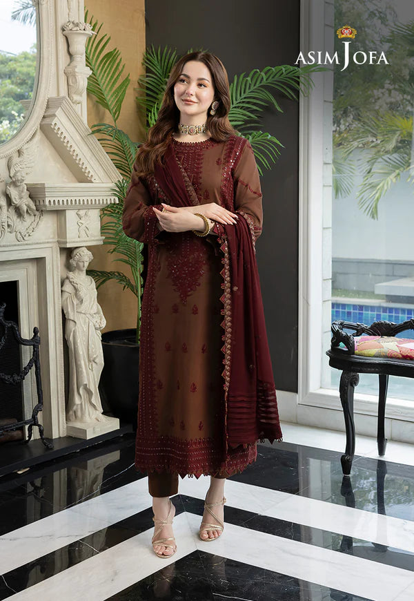 Asim Jofa Brown Chiffon Formal Collection Replica