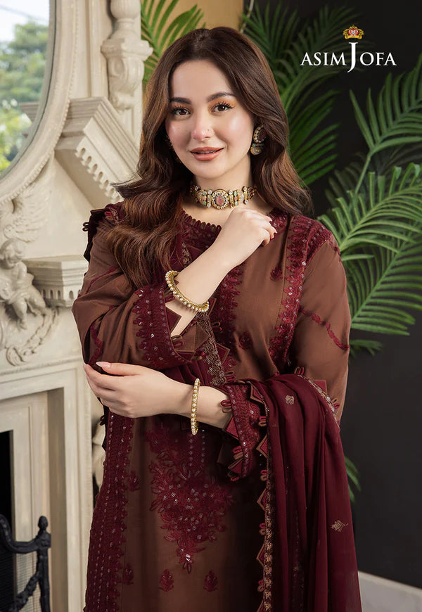 Asim Jofa Brown Chiffon Formal Collection Replica