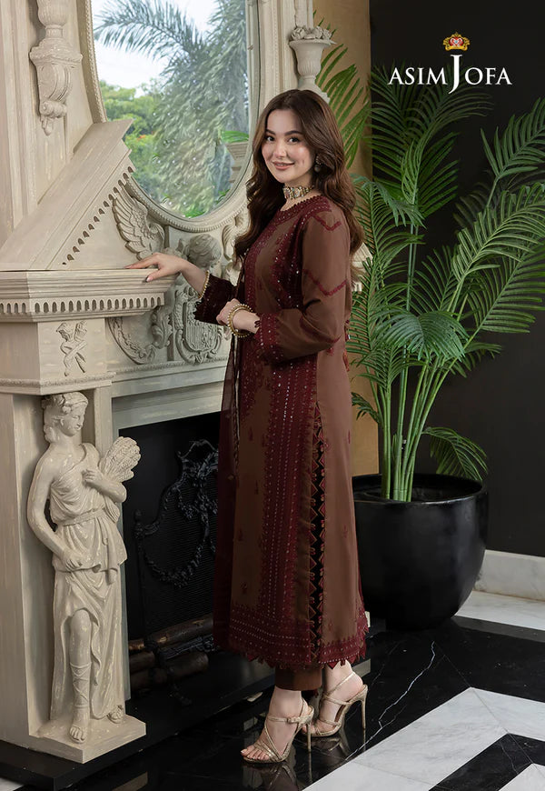 Asim Jofa Brown Chiffon Formal Collection Replica