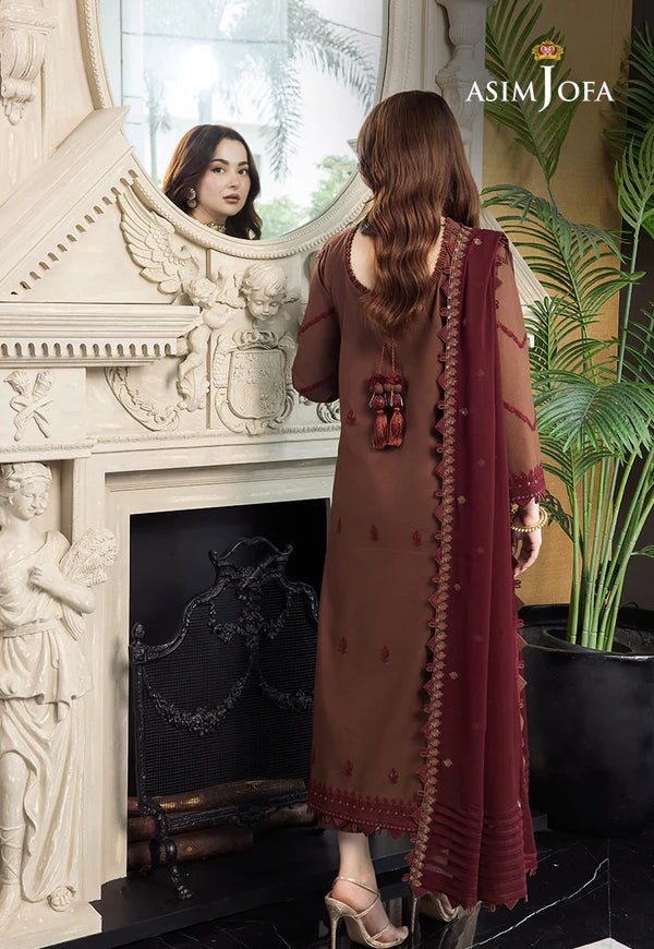 Asim Jofa Brown Chiffon Formal Collection Replica