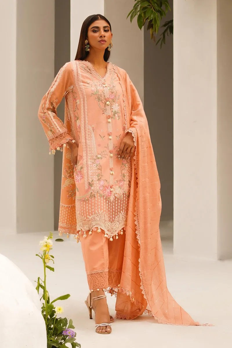 Sana Safinaz Peach Luxury Lawn Collection Replica