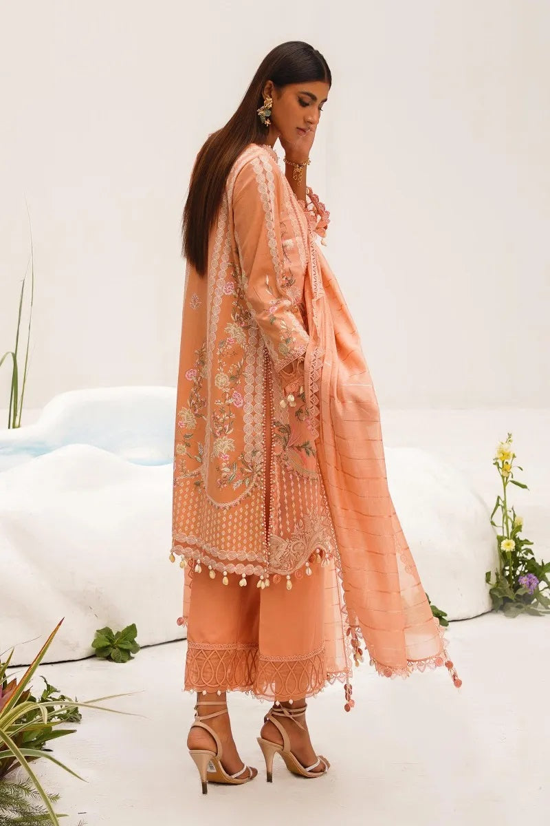 Sana Safinaz Peach Luxury Lawn Collection Replica