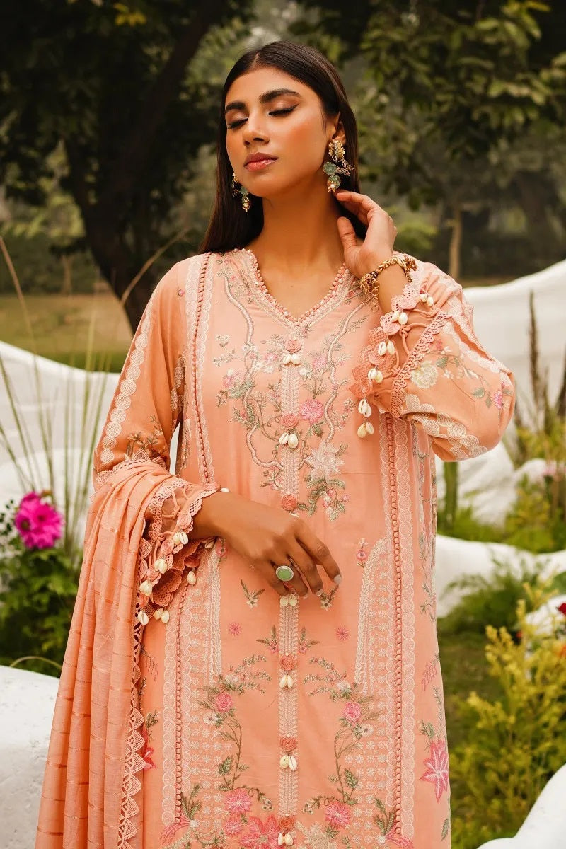 Sana Safinaz Peach Luxury Lawn Collection Replica