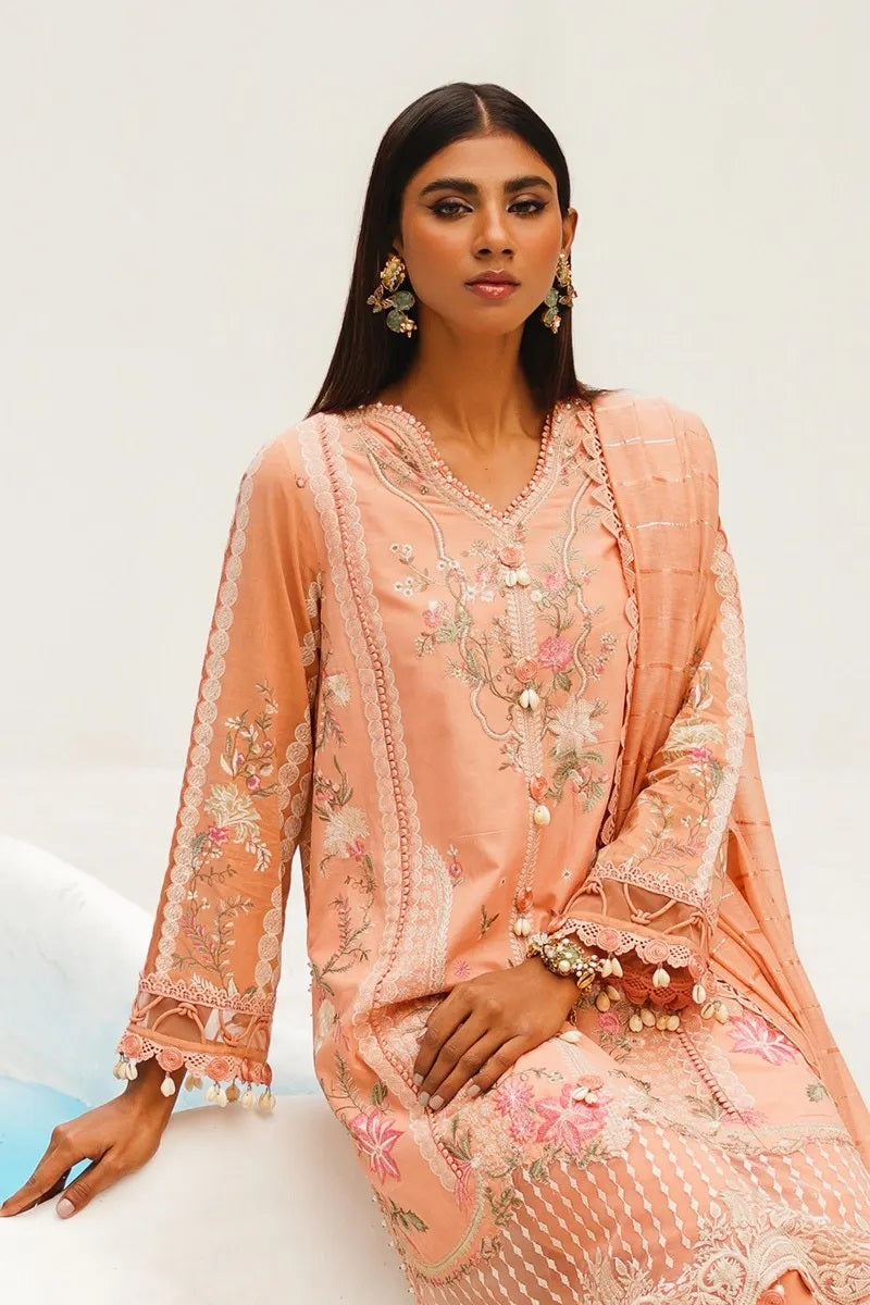 Sana Safinaz Peach Luxury Lawn Collection Replica