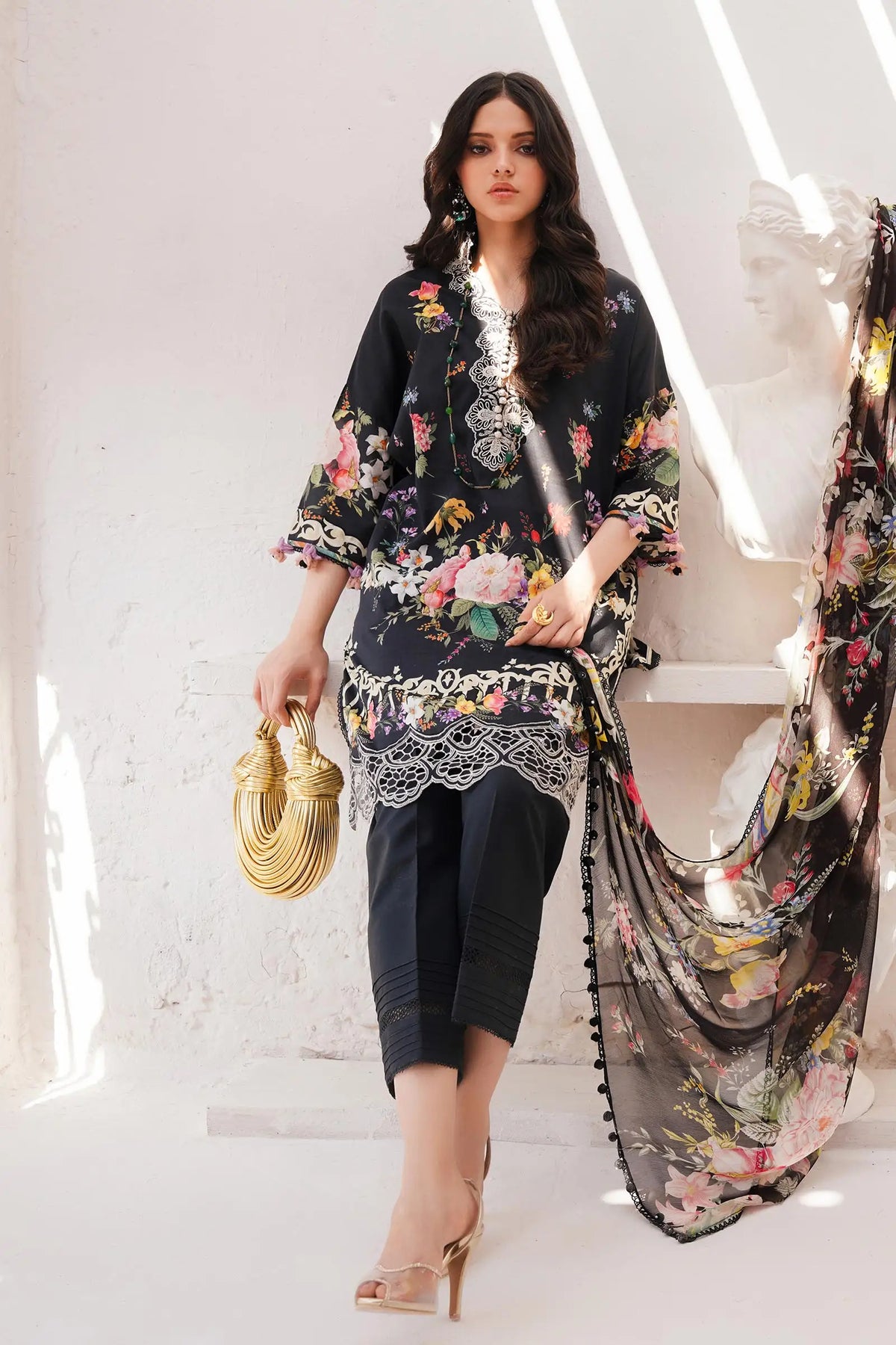 Sana Safinaz Black Printed Lawn Collection Replica