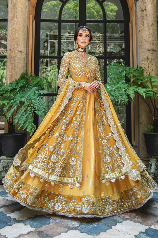 Maria B Yellow Couture Bridal Collection Organza Replica