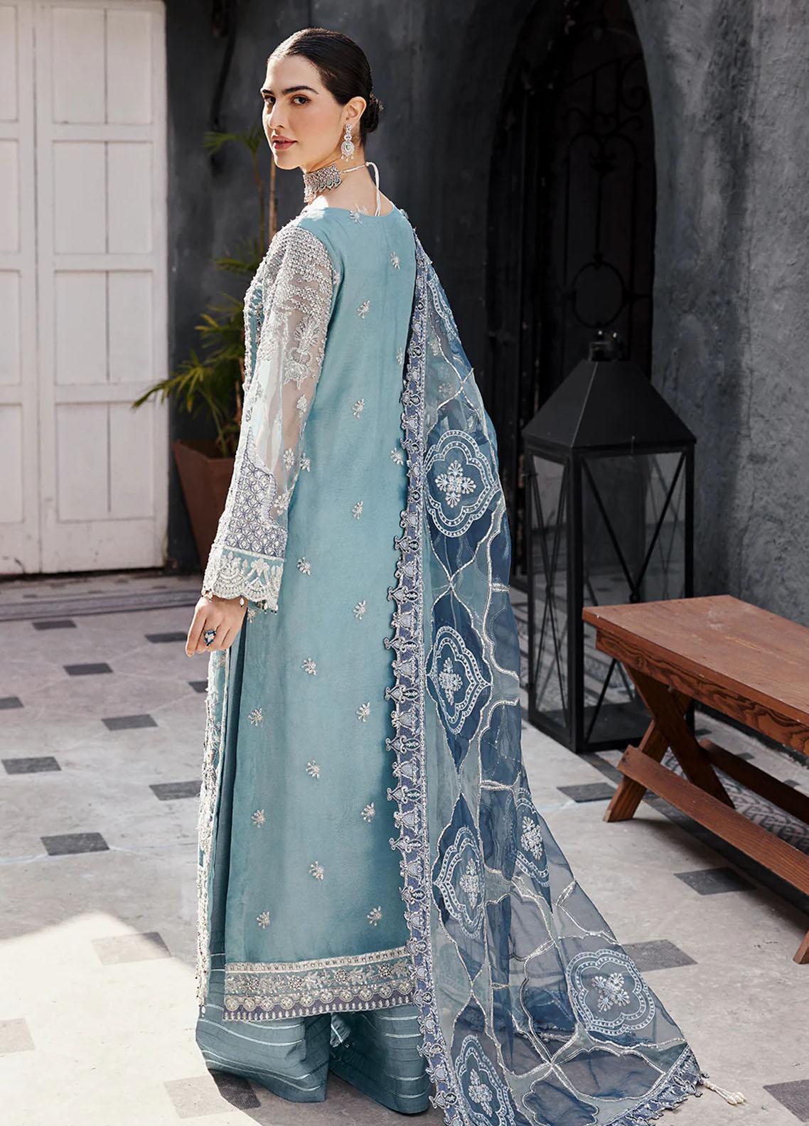 Emaan Adeel Sky Blue Formal Collection Organza Replica