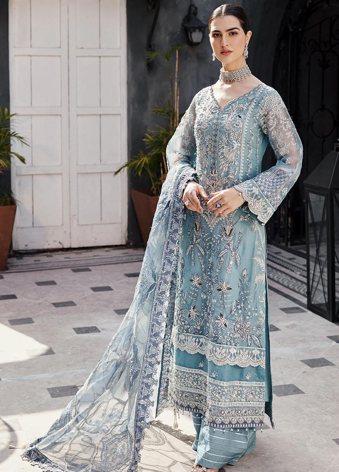 Emaan Adeel Sky Blue Formal Collection Organza Replica