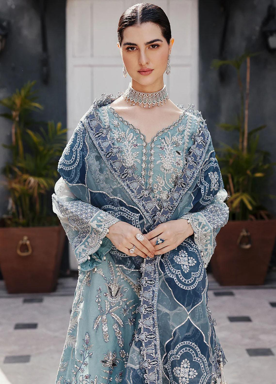 Emaan Adeel Sky Blue Formal Collection Organza Replica