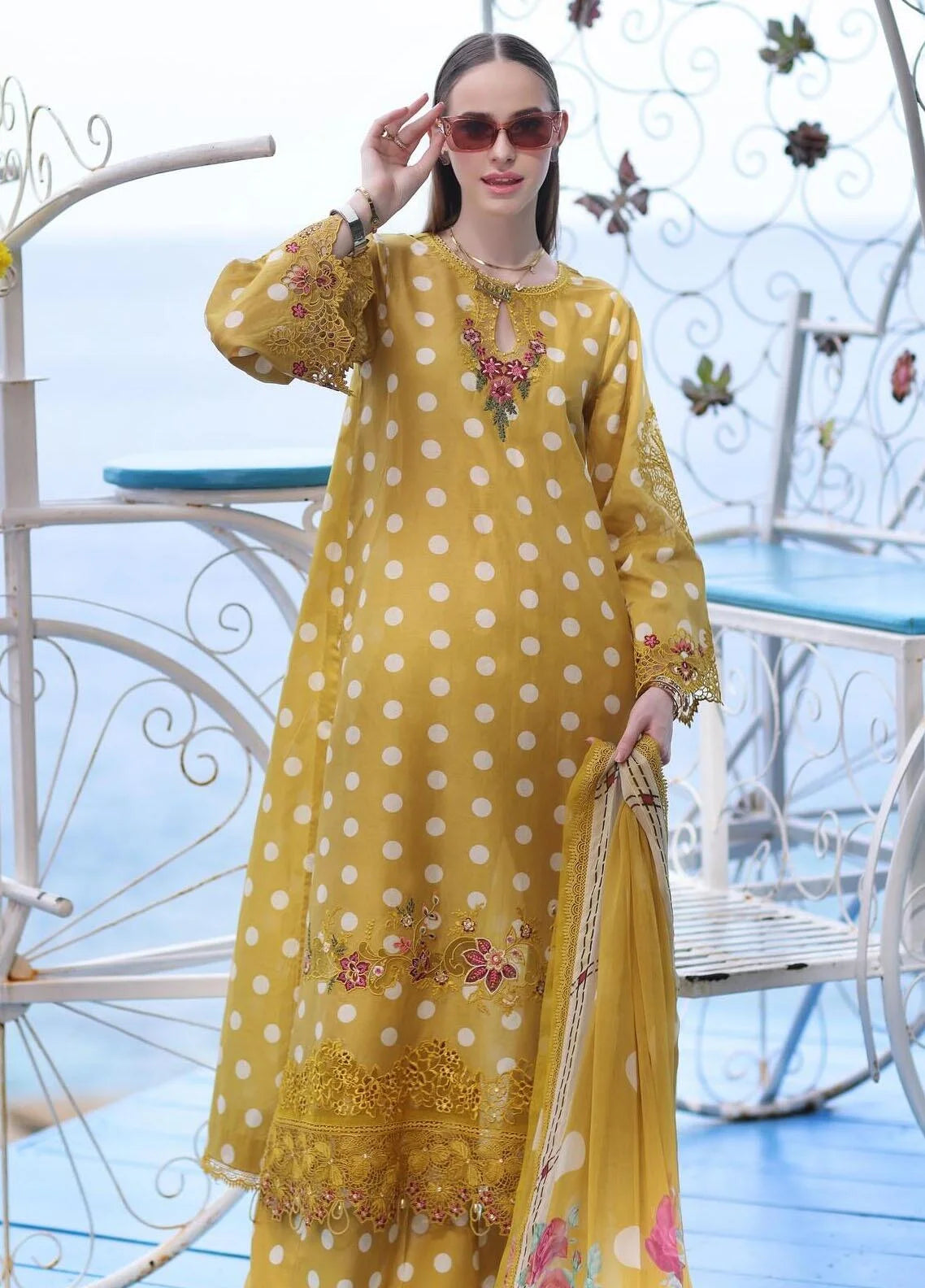 Noor By Sadia Asad Yellow Luxury Lawn Collection Replica