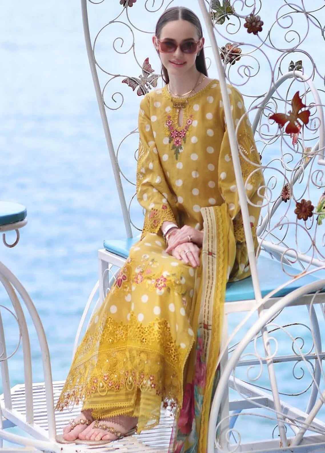 Noor By Sadia Asad Yellow Luxury Lawn Collection Replica