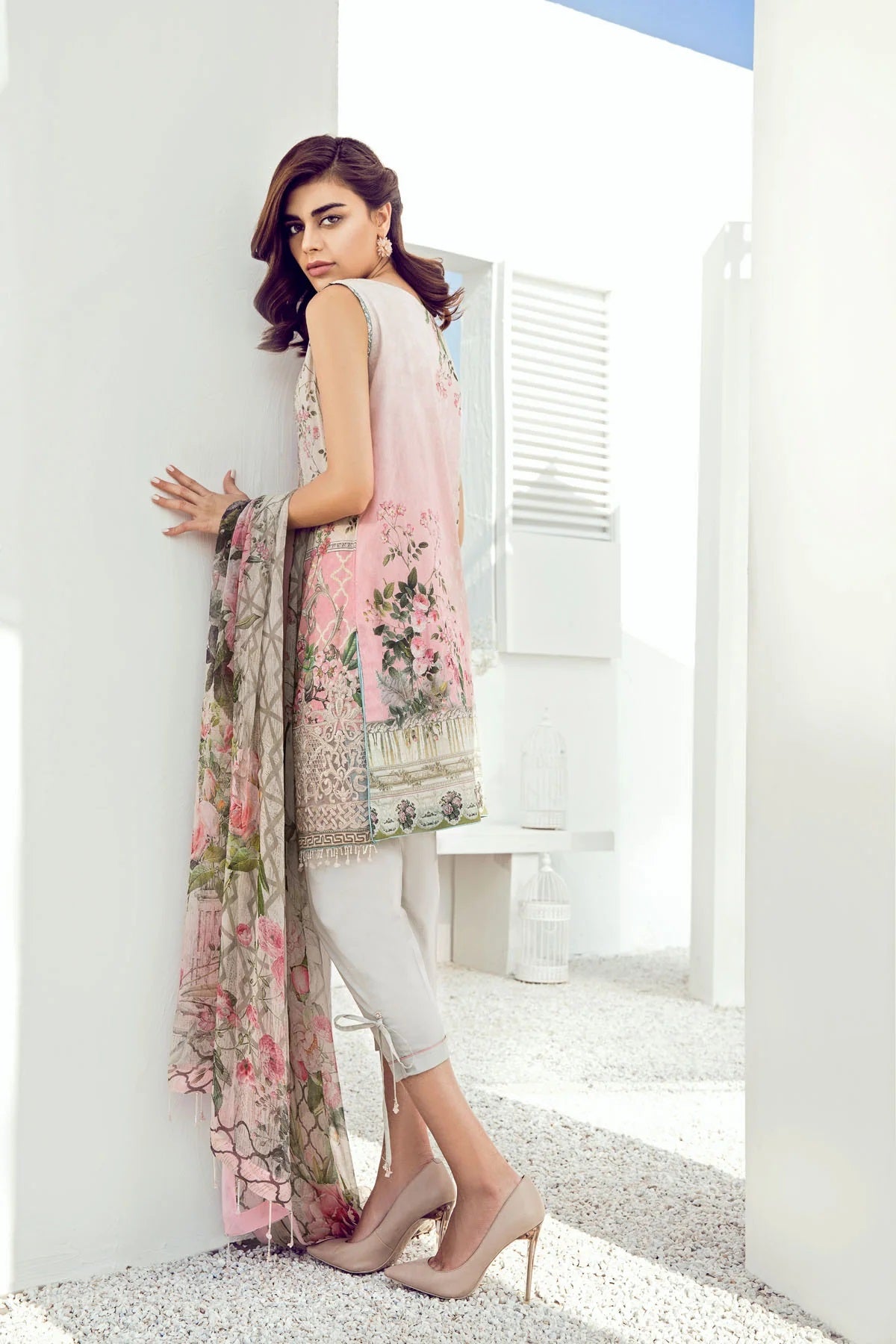 Barouqe Peach Luxury Lawn Collection Replica