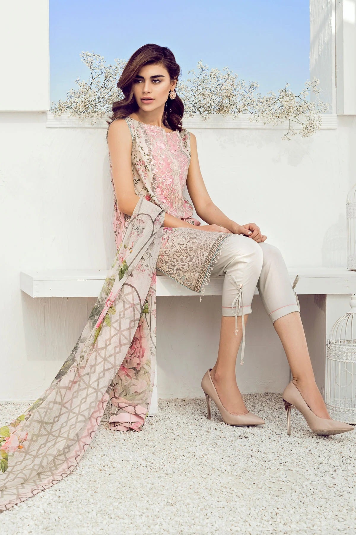 Barouqe Peach Luxury Lawn Collection Replica