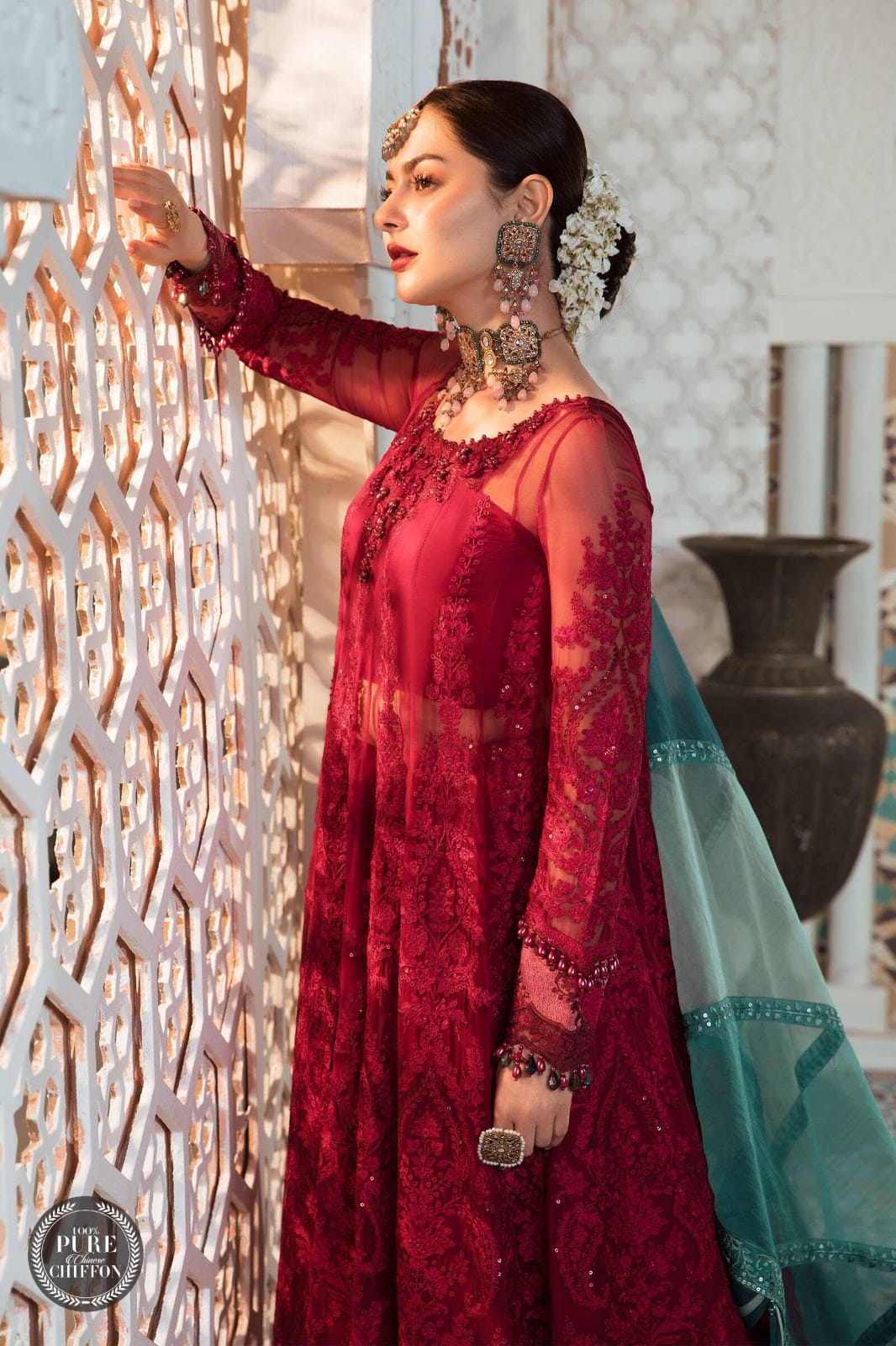 Maria B Red Bridal Collection Chiffon Replica