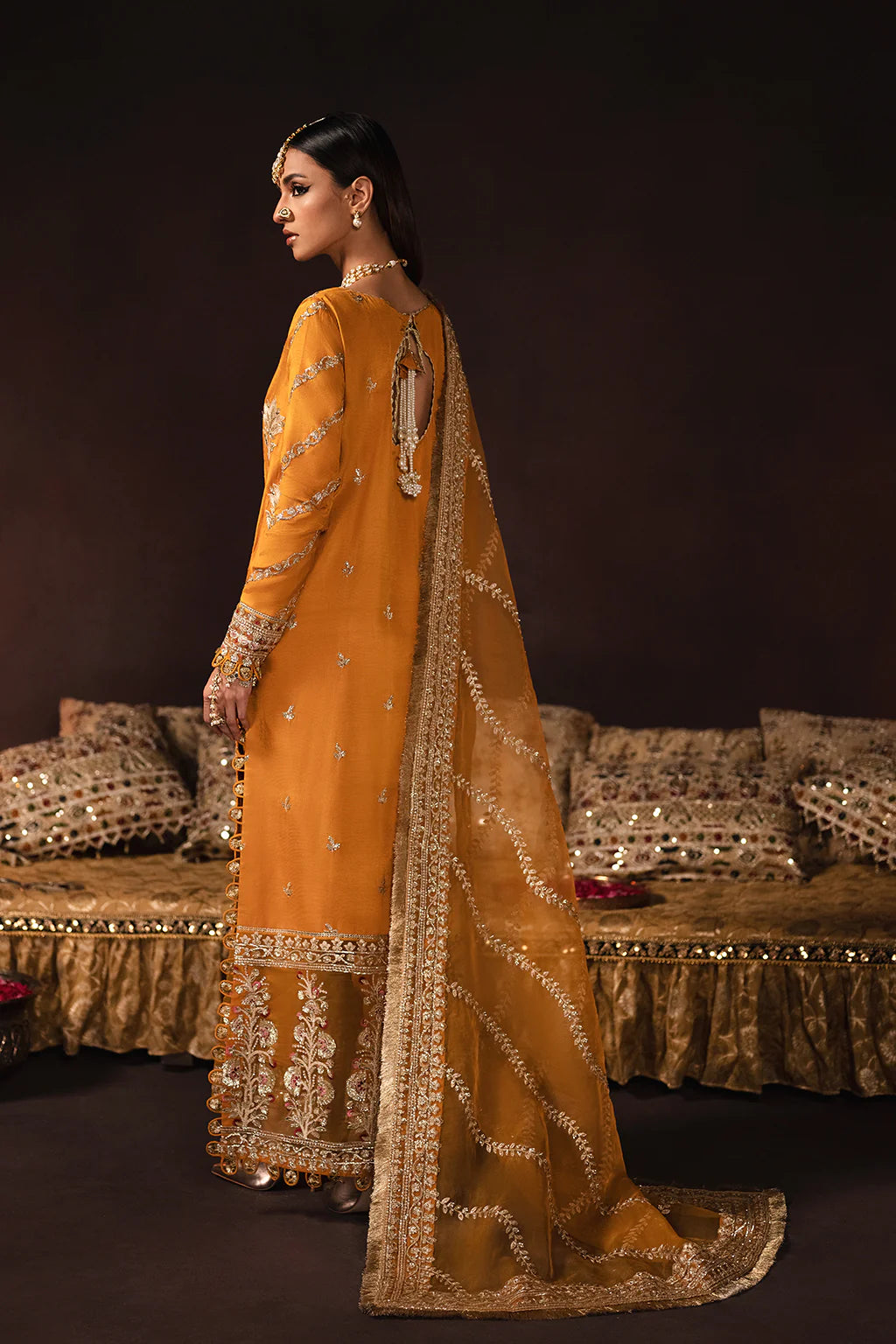 Afrozeh Yellow Formal Collection Chiffon Replica