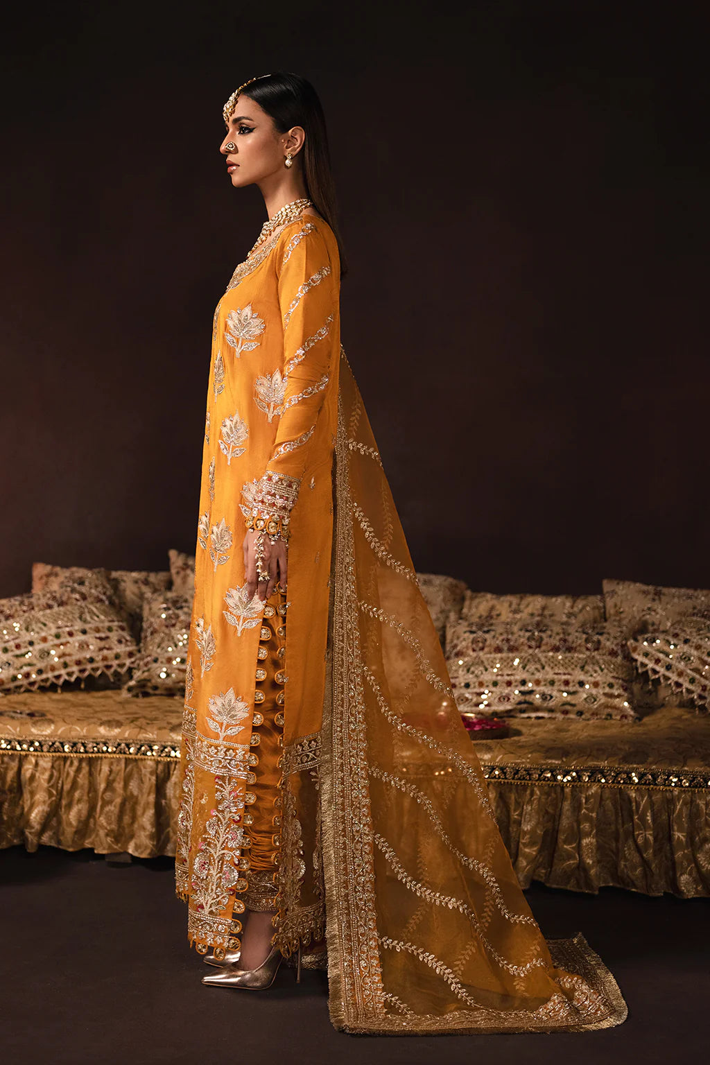 Afrozeh Yellow Formal Collection Chiffon Replica