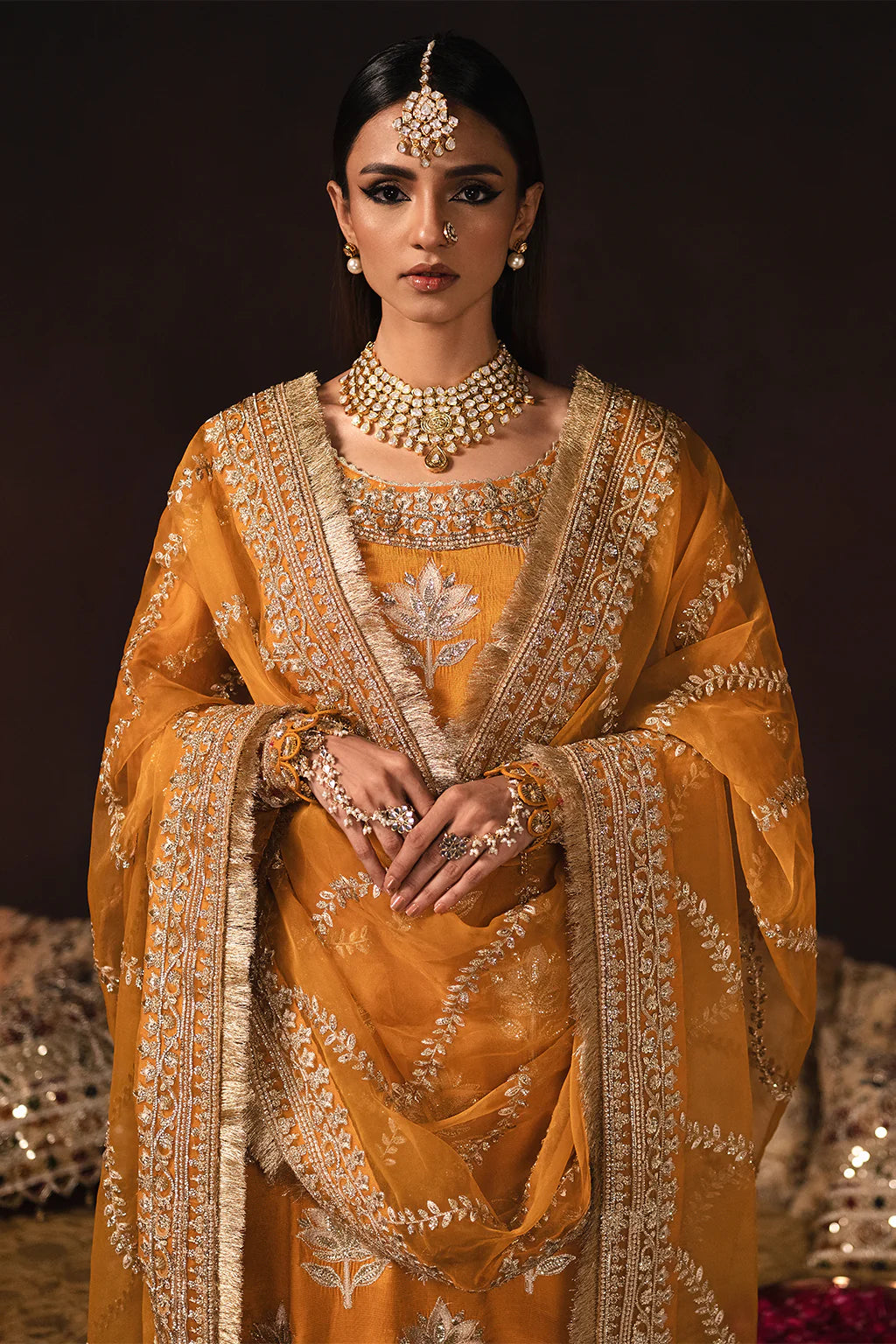 Afrozeh Yellow Formal Collection Chiffon Replica