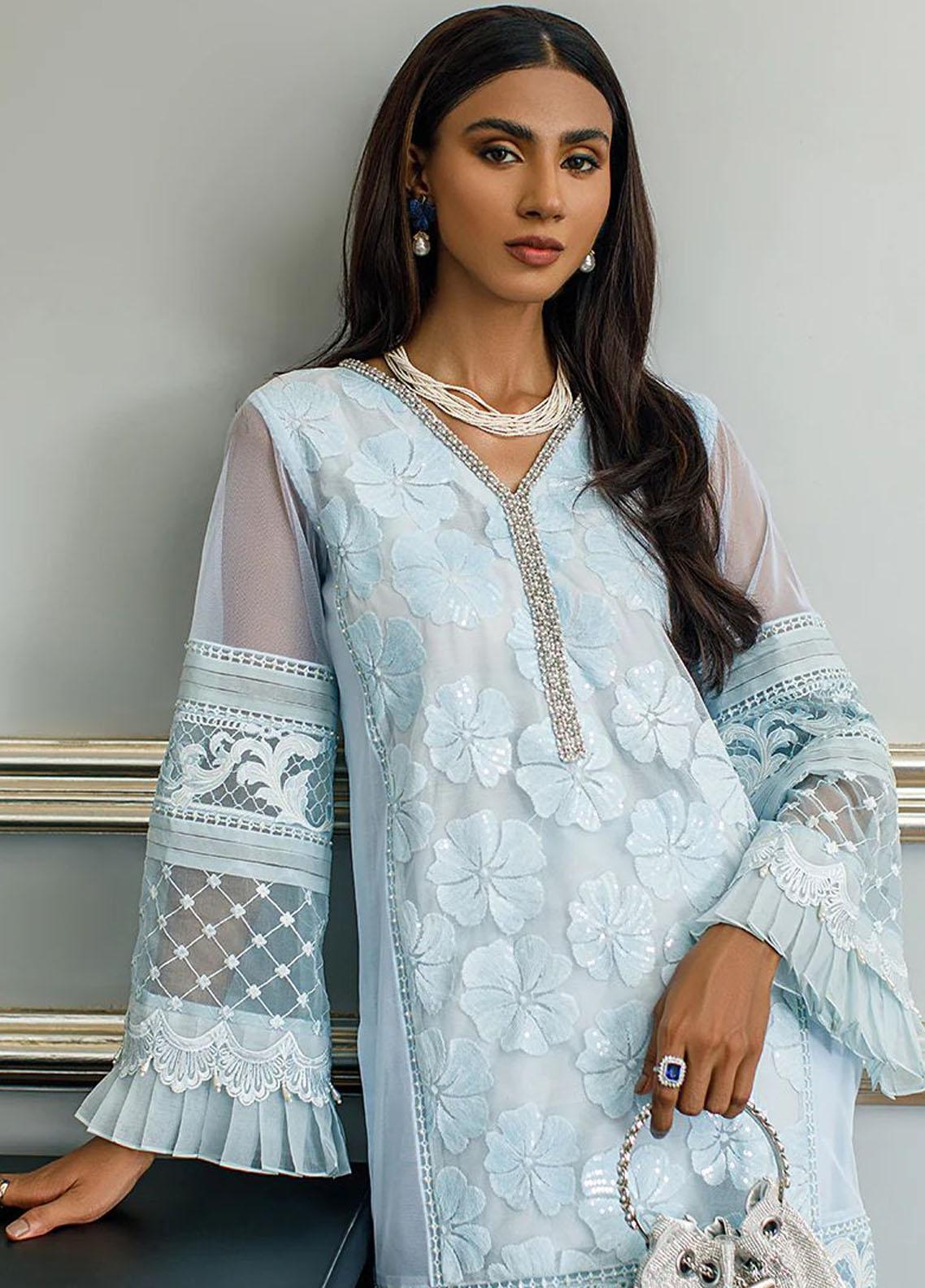 Threads and Motifs Sky Blue Formal Collection Organza Replica