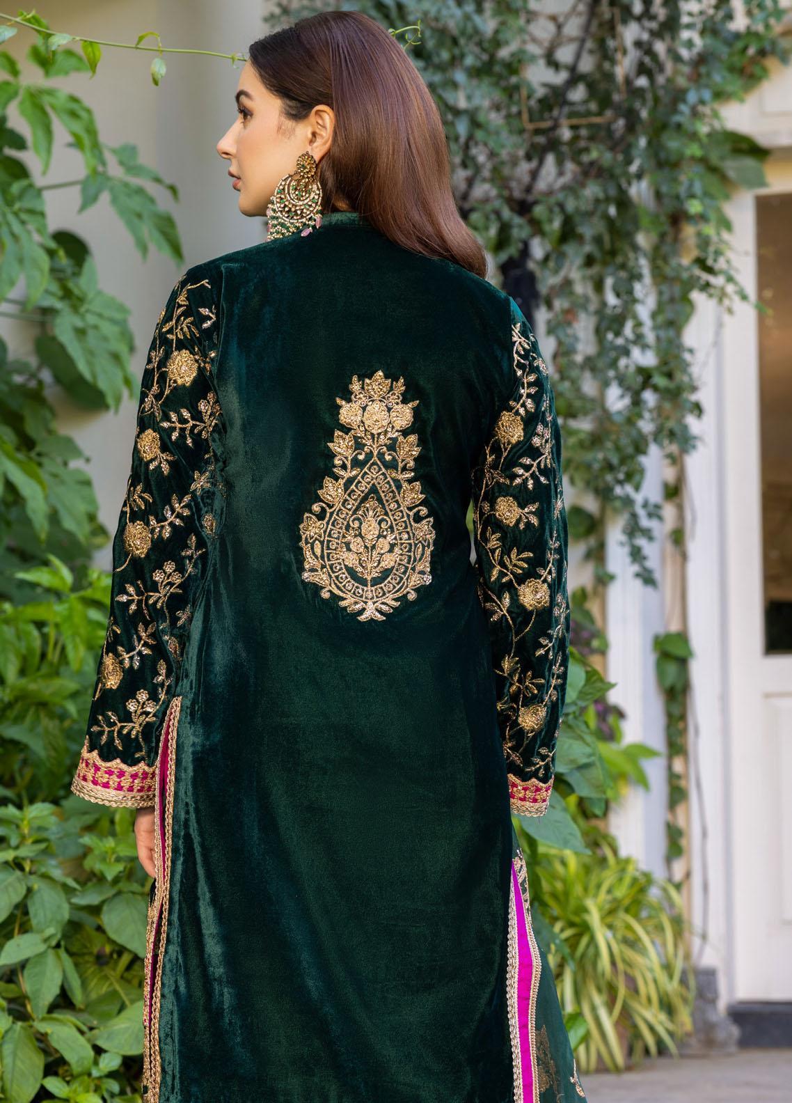 Zainab Chottani Green Formal Collection Velvet Replica