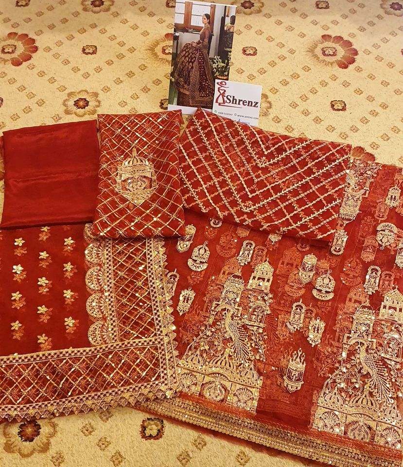 Afrozeh Maroon Exclusive Bridal Collection Net Replica